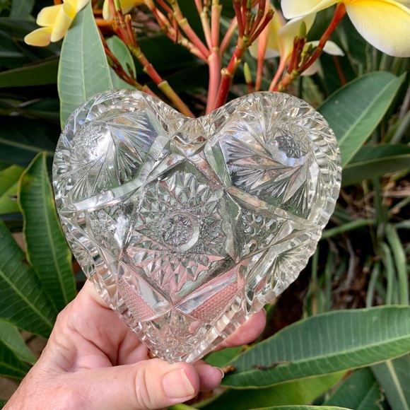Antique American Brilliant Glass Art Deco Heart Wedding Gift - Picture 4 of 5